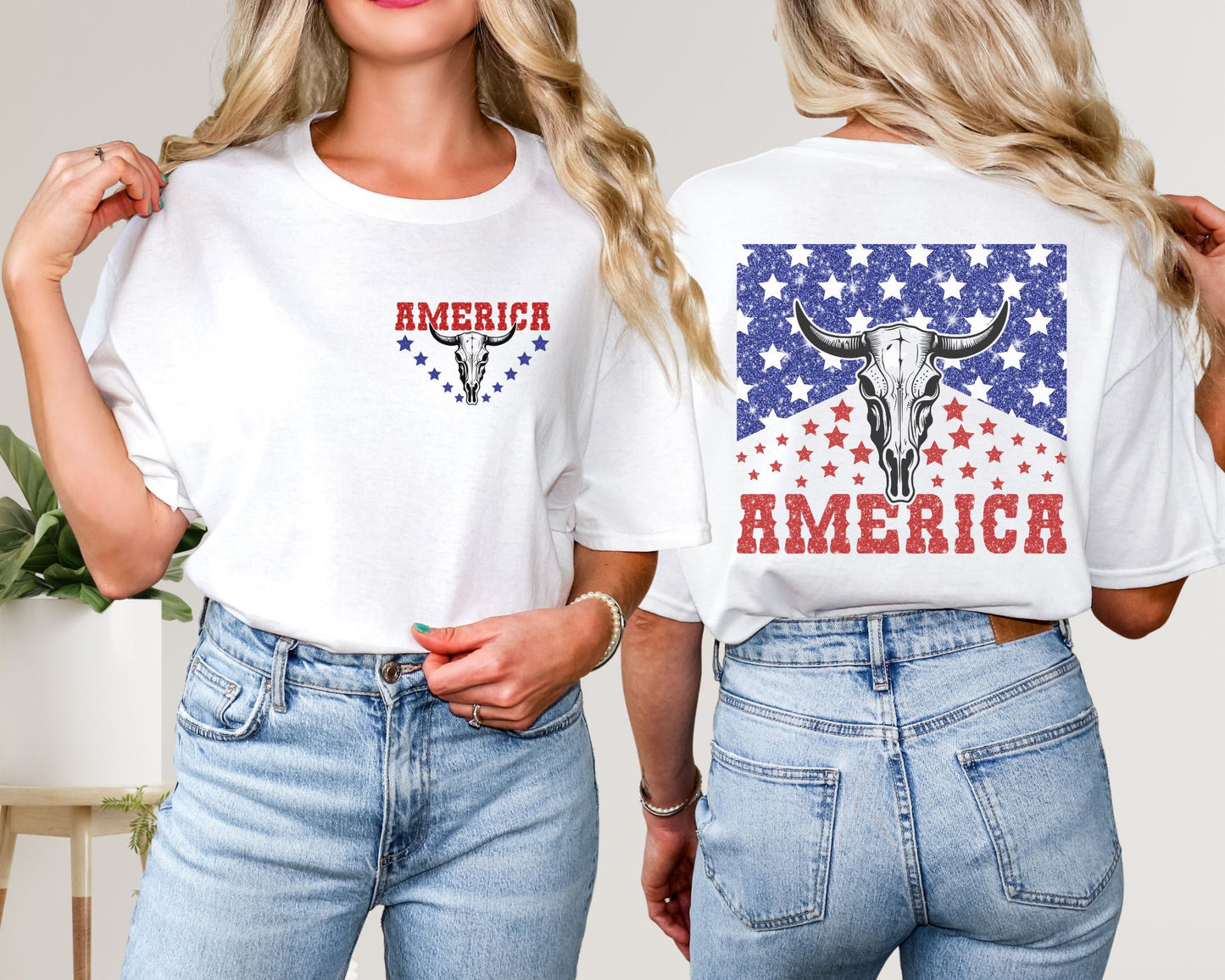 AMERICA COW SKULL TEE