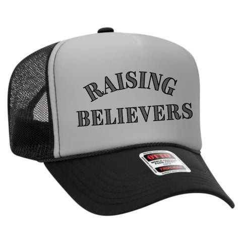 RAISING BELIEVERS - BLACK/GREY TRUCKER HAT