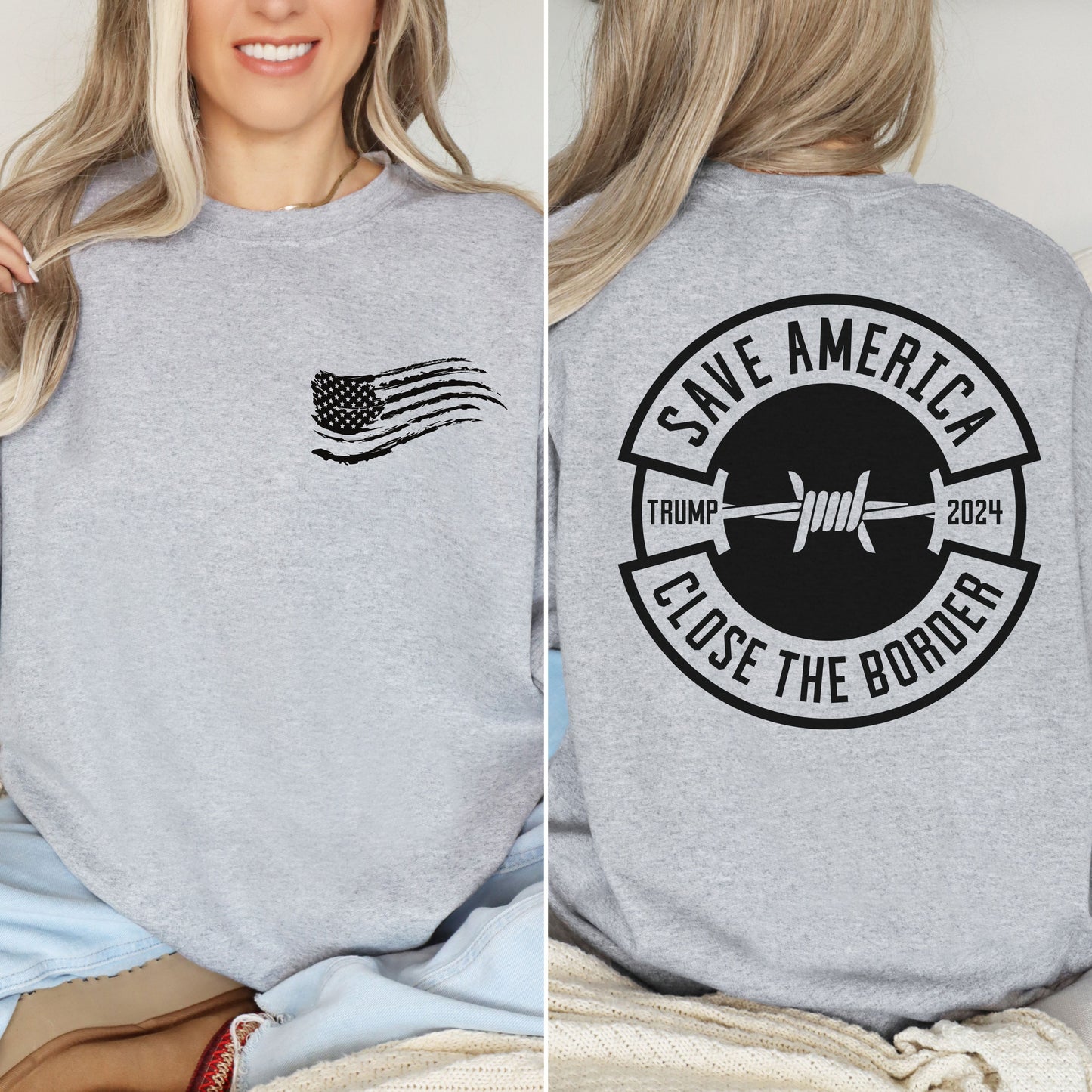 SAVE AMERICA - CLOSE THE BORDER CREWNECK
