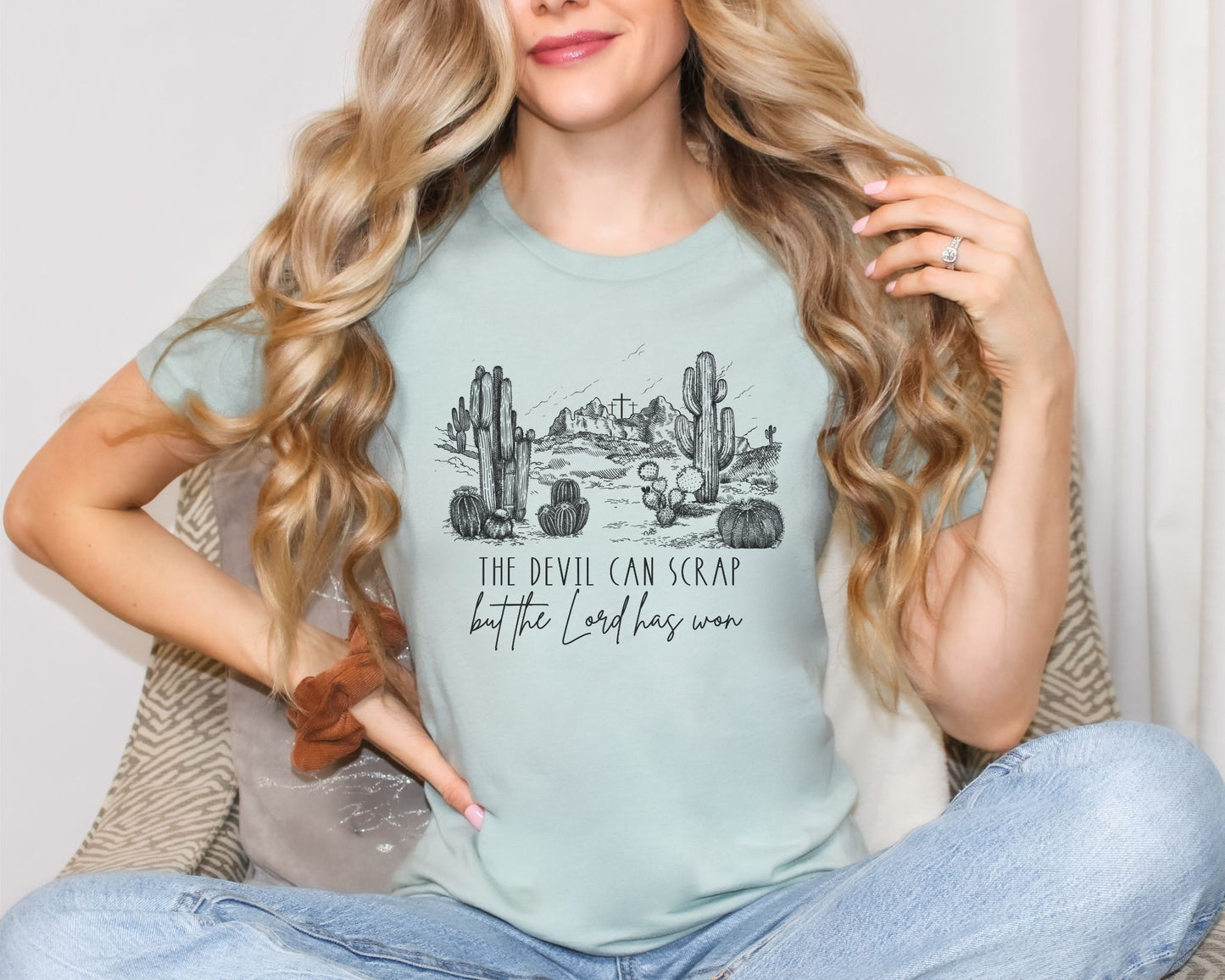 THE DEVIL CAN SCRAP BUT THE LORD HAS WON TEE - BLACK PRINT