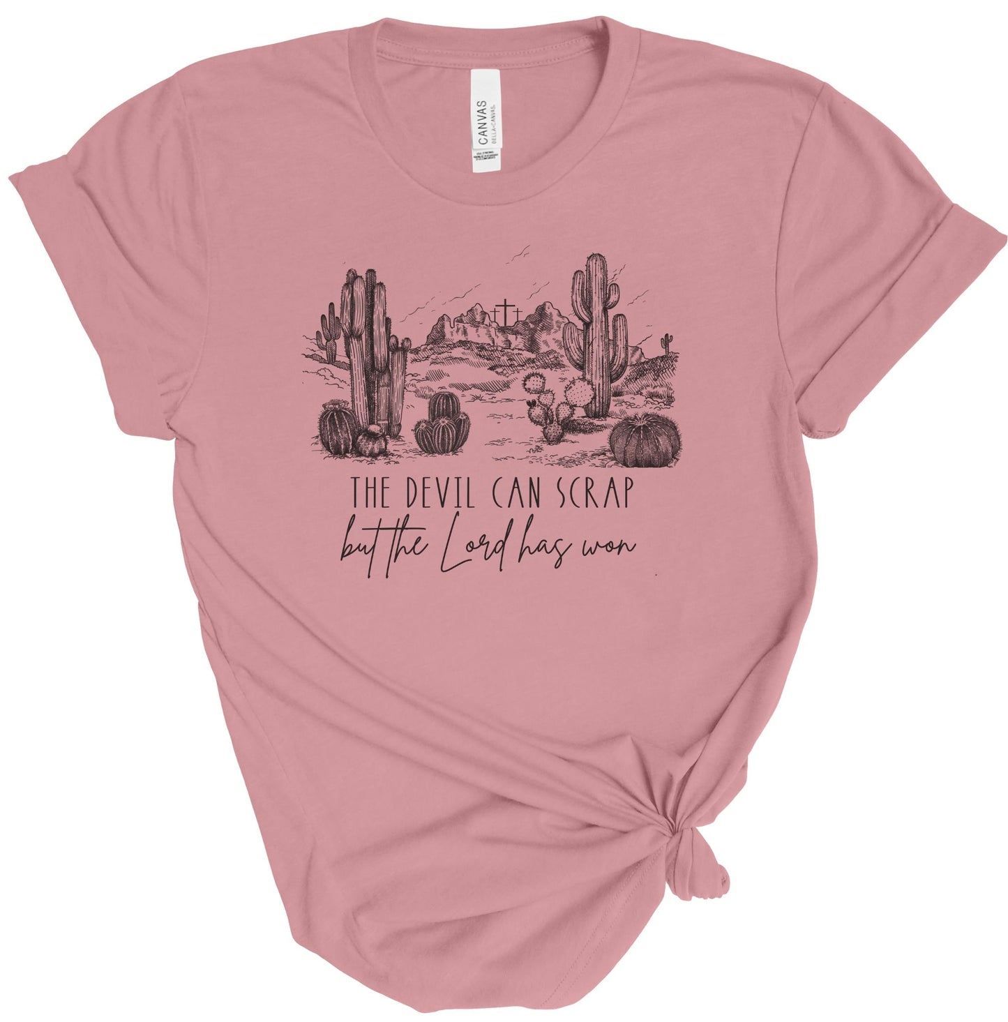 THE DEVIL CAN SCRAP BUT THE LORD HAS WON TEE - BLACK PRINT
