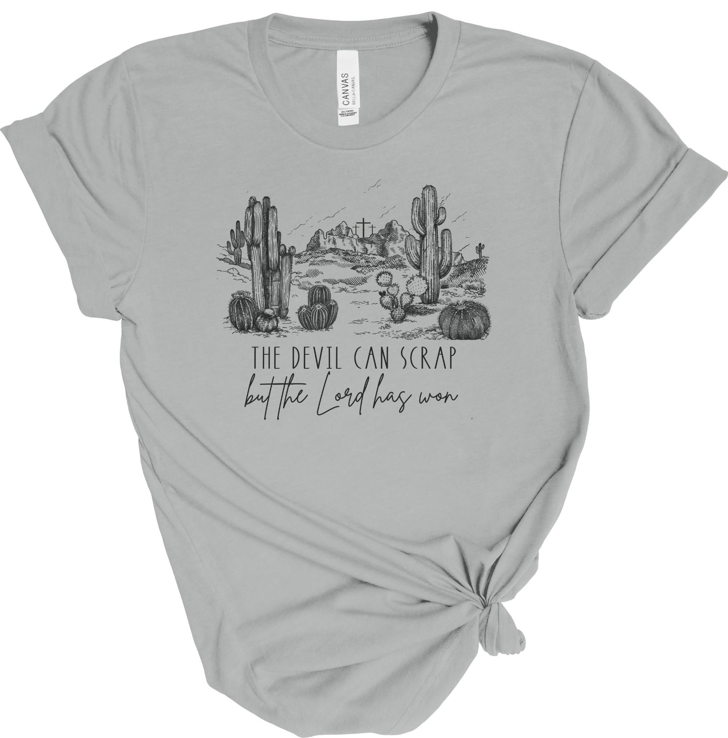 THE DEVIL CAN SCRAP BUT THE LORD HAS WON TEE - BLACK PRINT