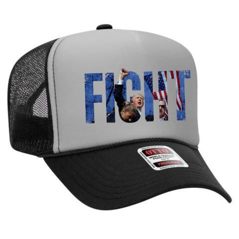 FIGHT - TRUMP BLACK/GREY TRUCKER HAT
