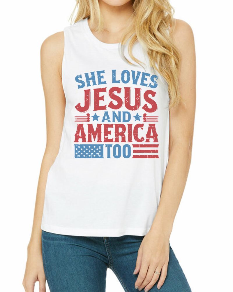 SHE LOVES JESUS AND AMERICA TOO TANK