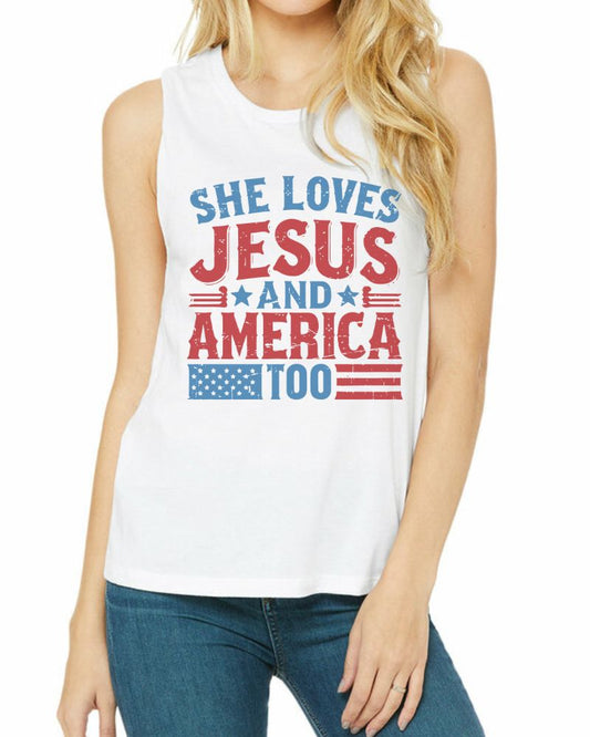 SHE LOVES JESUS AND AMERICA TOO TANK
