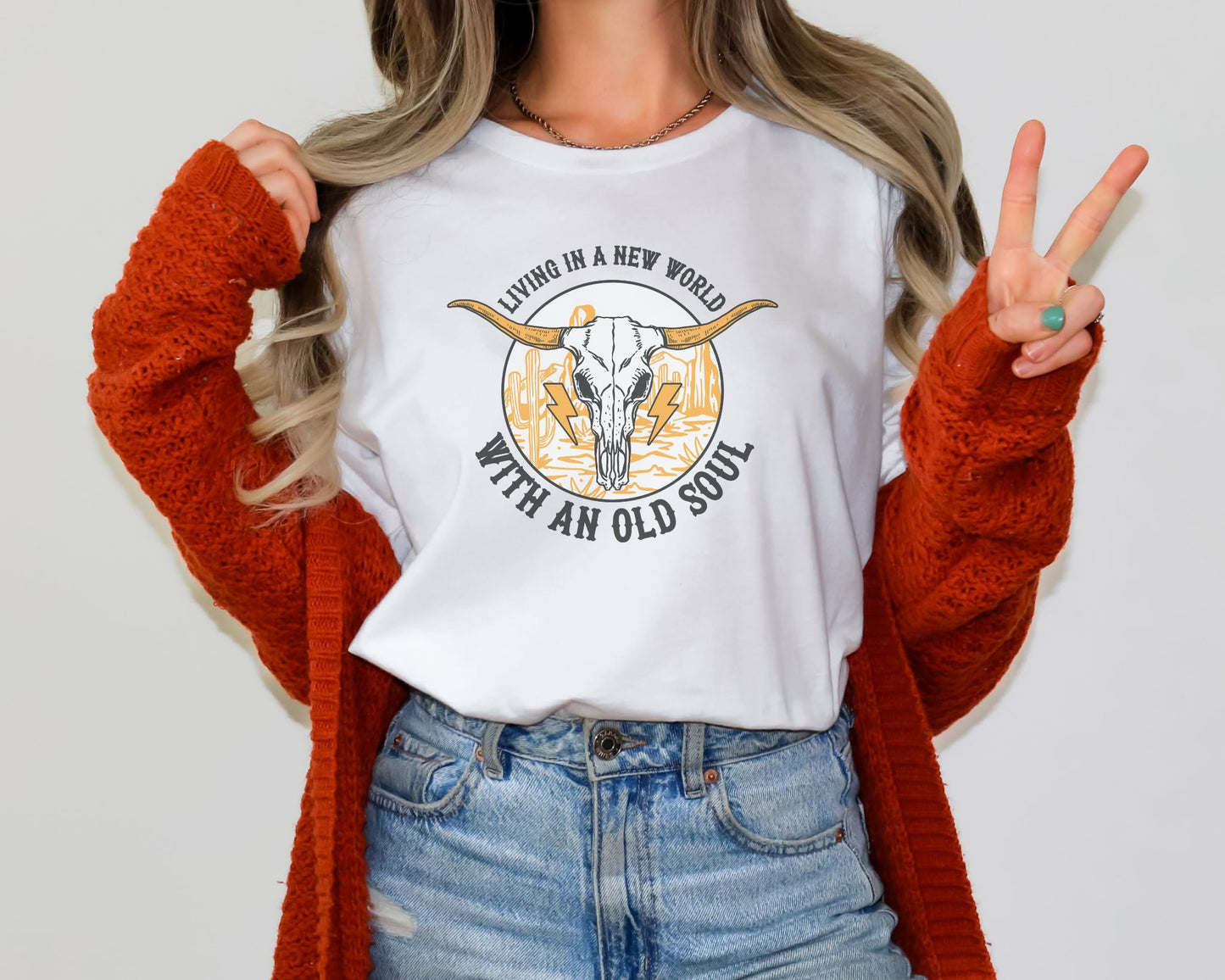 LIVING IN A NEW WORLD WITH AN OLD SOUL TEE