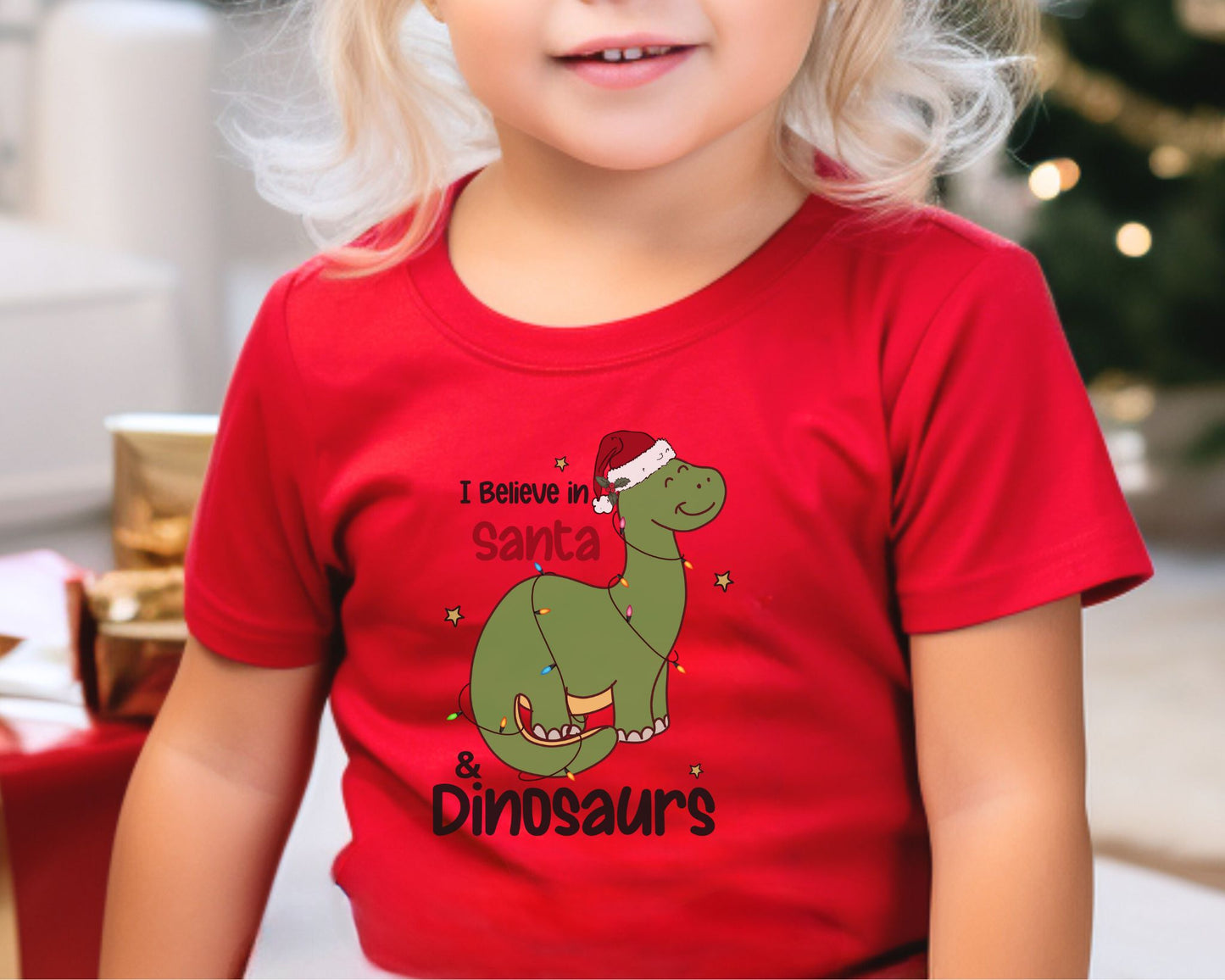 I BELIEVE IN SANTA & DIINOS TEE