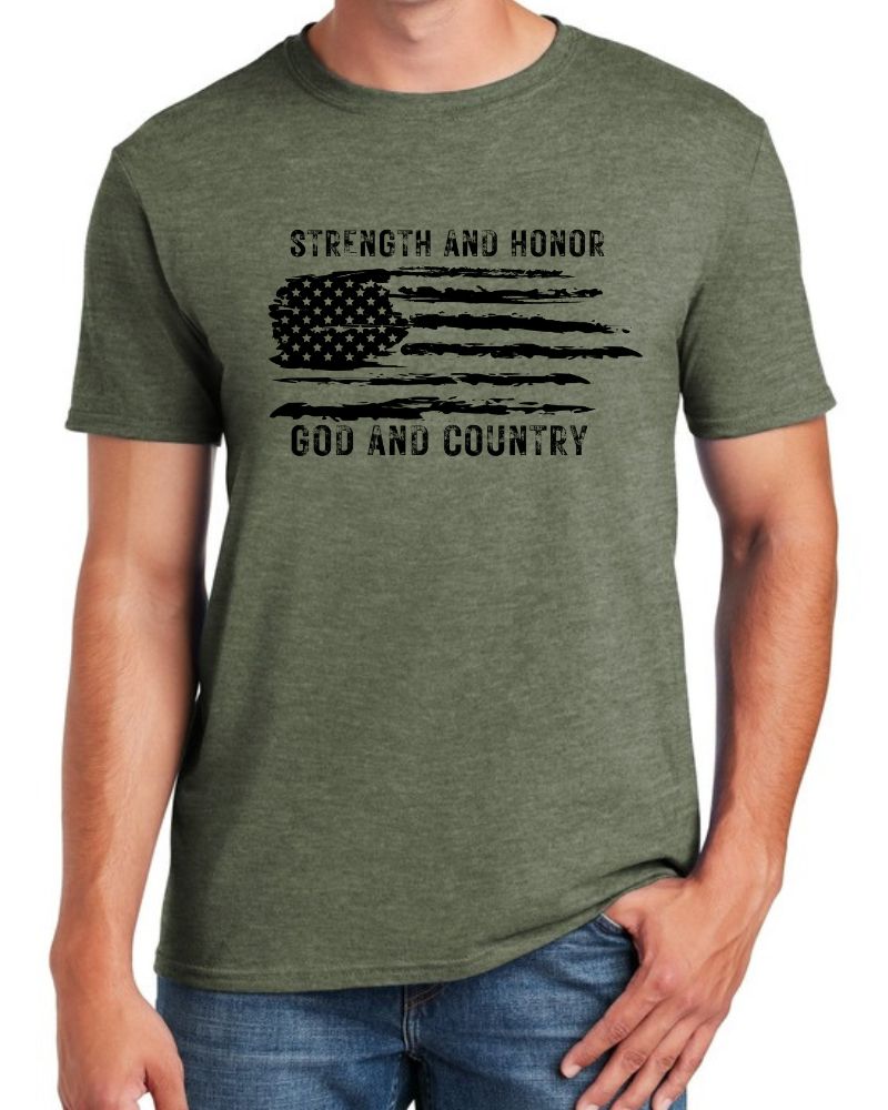 STRENGTH AND HONOR. GOD AND COUNTRY TEE