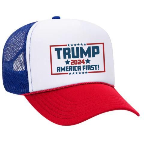 TRUMP 2024 - RED WHITE & BLUE TRUCKER HAT