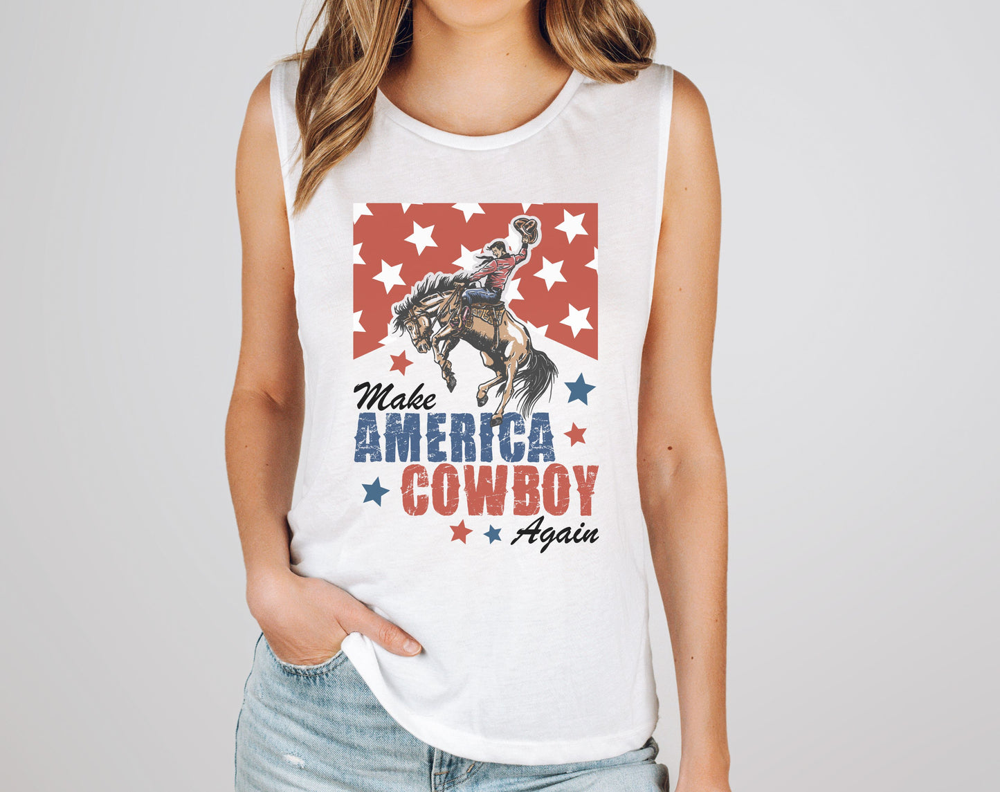 MAKE AMERICA COWBOY AGAIN - PATRIOTIC TANK