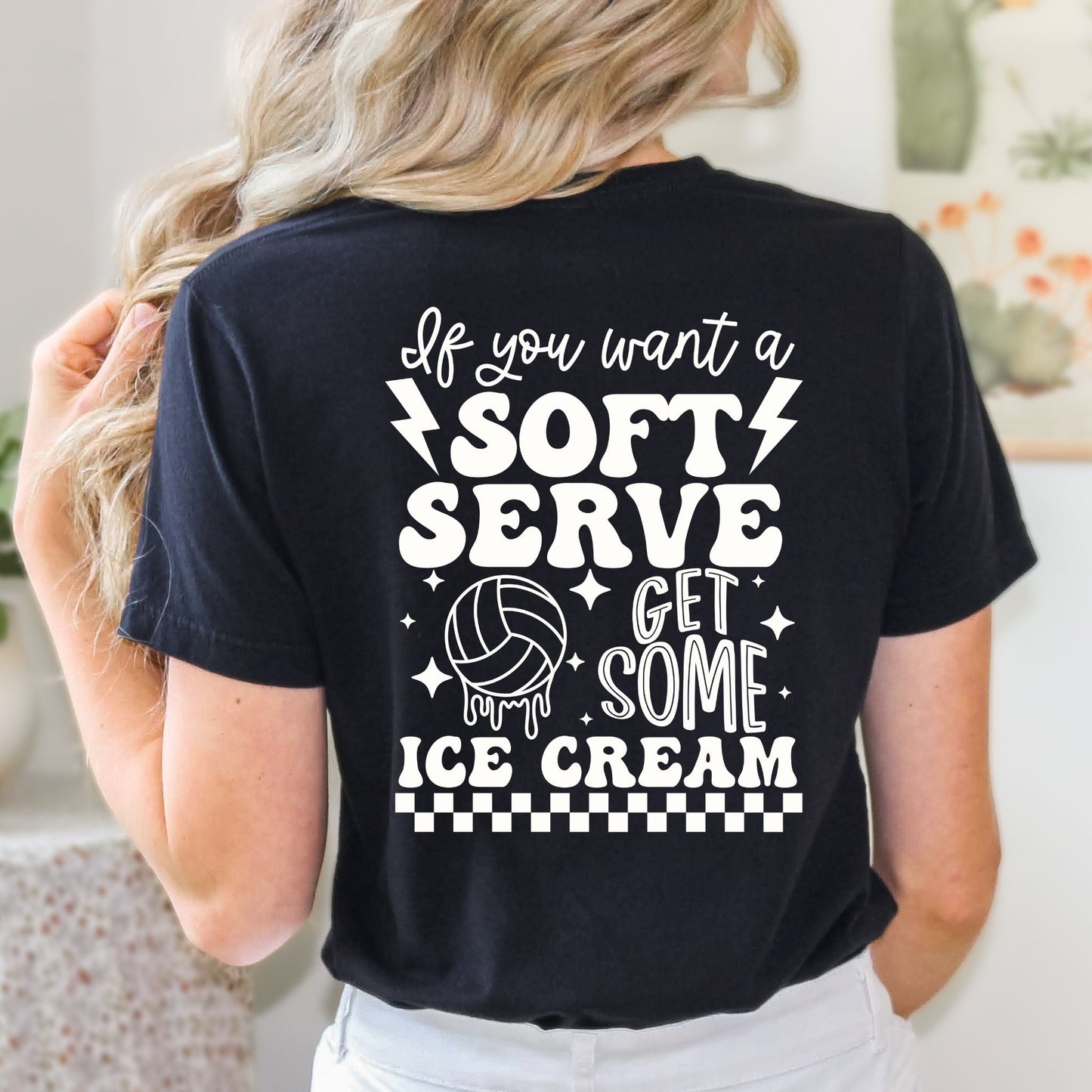 SOFT SERVE VOLLEYBALL - WHITE PRINT TEE