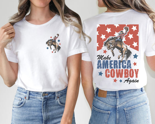 MAKE AMERICA COWBOY AGAIN - PATRIOTIC TEE