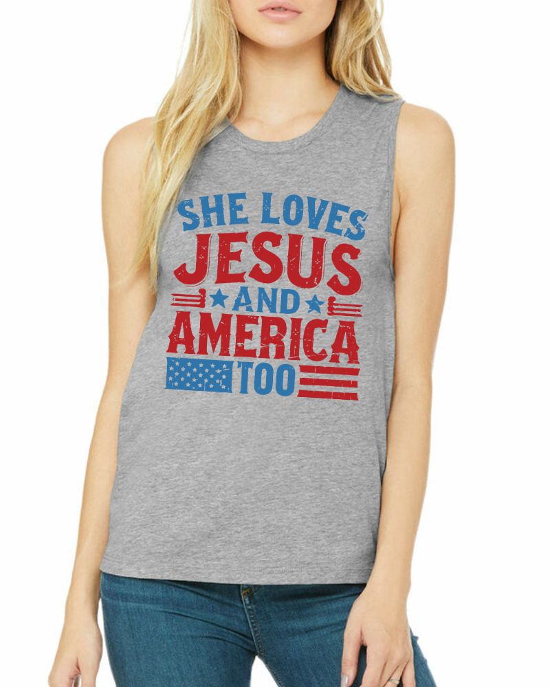 SHE LOVES JESUS AND AMERICA TOO TANK
