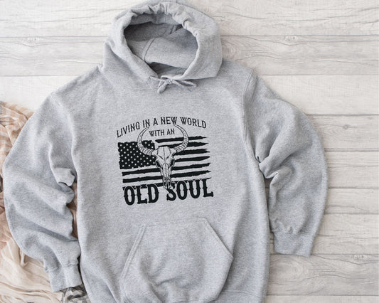 LIVING IN A NEW WORLD WITH AN OLD SOUL HOODIE